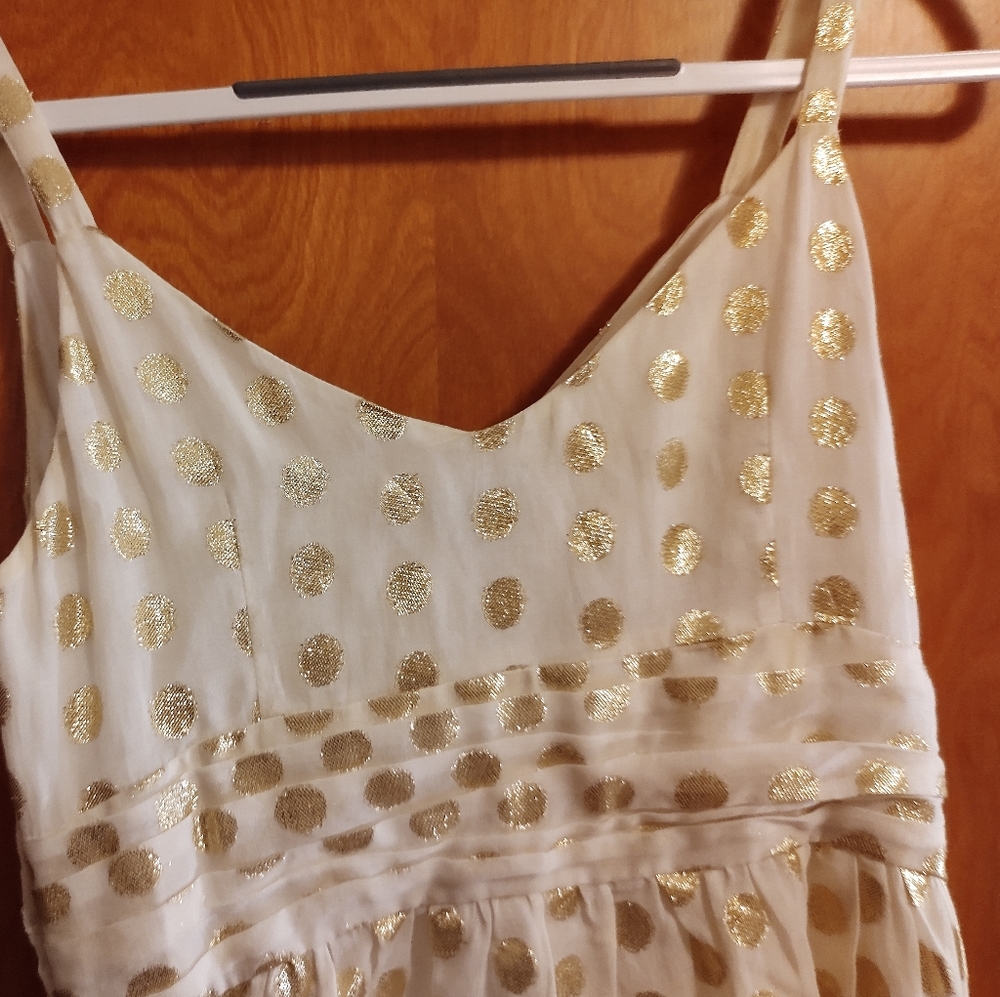 H & M sundress. Ivory with gold dots. Cocktail length. Women's 4. - Picture 6 of 10